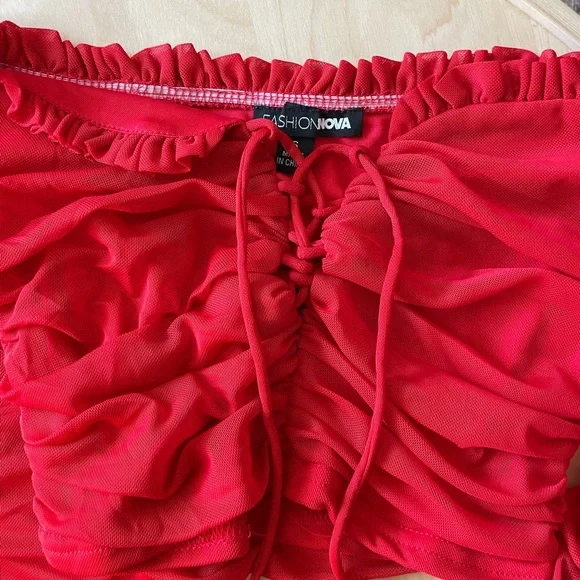 Red Ruched Set-Small - Picture 6 of 6